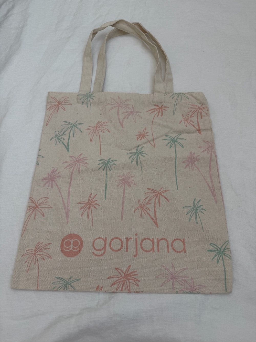 Limited Edition Gorjana Palm Print Canvas Tote Bag in Natural